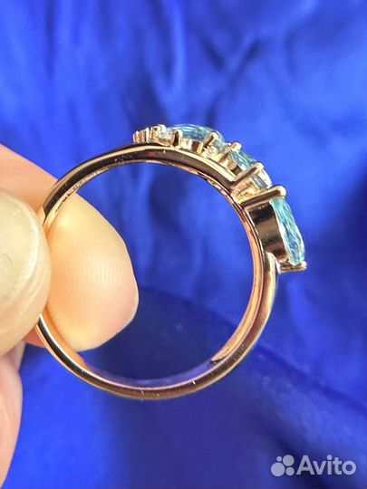 Комплект серьги и кольцо покрытие золото