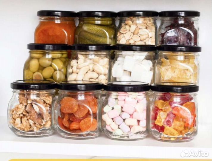 Стеклянные баночки 200мл с крышкой