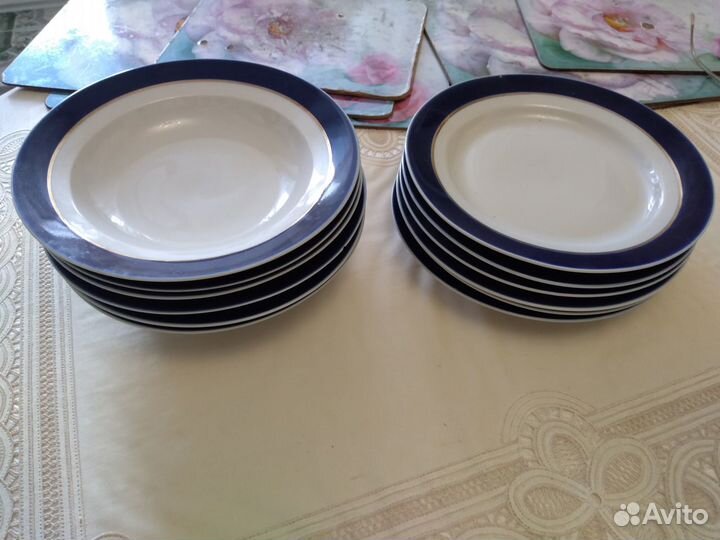 Набор тарелок кобальт (Дулево) и чайные сервизы