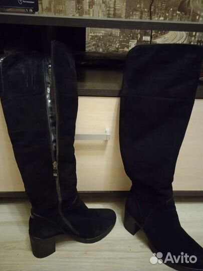 Сапоги зимние натуральная замша ботфорты 37 размер
