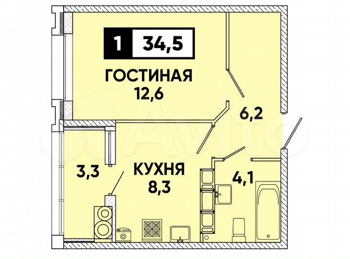 1-к. квартира, 35 м², 15/16 эт.
