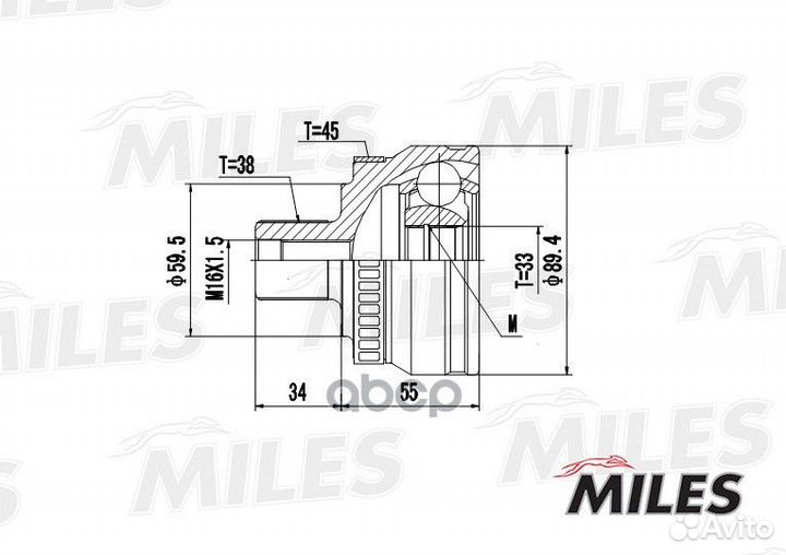 ШРУС audi A4 1.6-2.0 00- нар.(ABS) ga20027 Miles