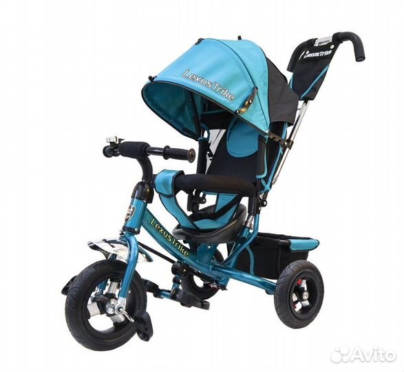 Детский велосипед с ручкой цвет аква
