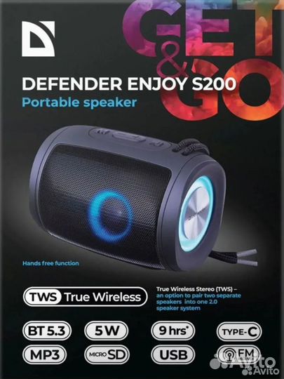 Новая фирменная Блютуз колонка defender