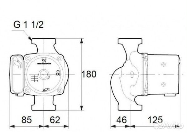 Циркуляционный насос upso 25-55, 180мм, Grundfos