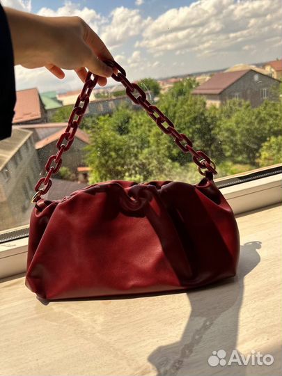 Сумка кожаная женская новая бордовая