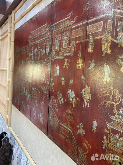 Пано шинуазри винтаж кожа