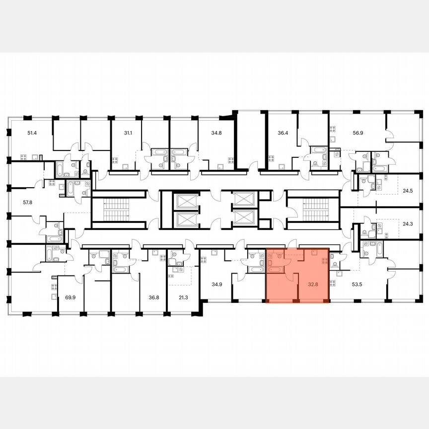 1-к. квартира, 32,8 м², 29/32 эт.