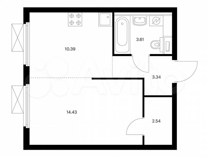 1-к. квартира, 34,3 м², 31/33 эт.