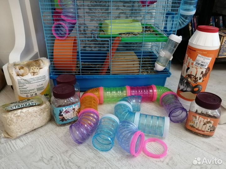 Клетка для хомяка с трубами двухэтажная