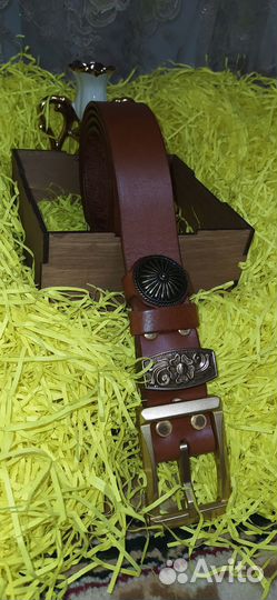 Мужской ремень из натуральной кожи ручной работы