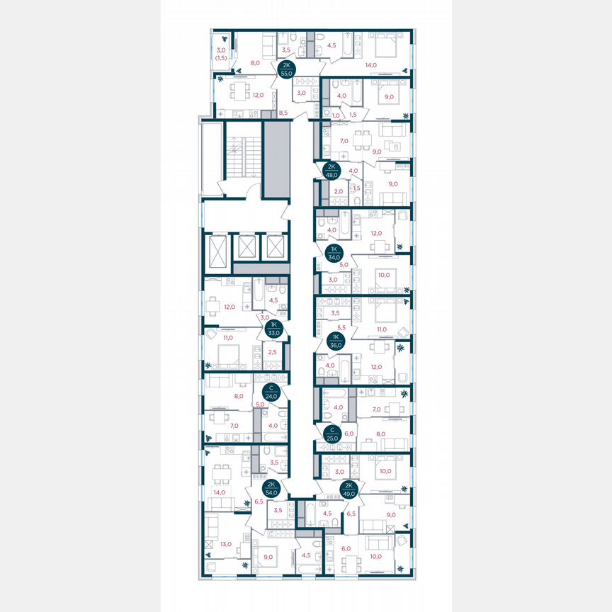 2-к. квартира, 55 м², 17/17 эт.