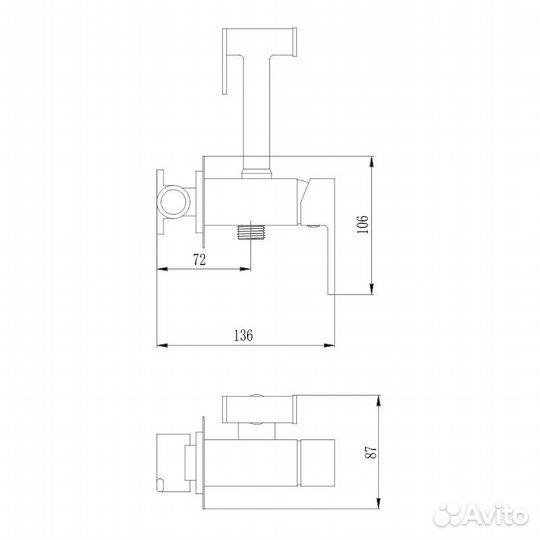 Гигиенический душ со смесителем Raiber RP-009, хр