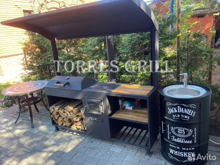 Мангал с печью под казан