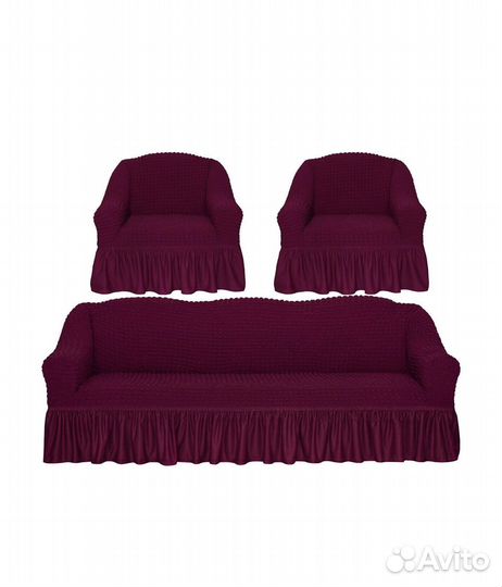 Новый Чехол на угловой диван бордовый