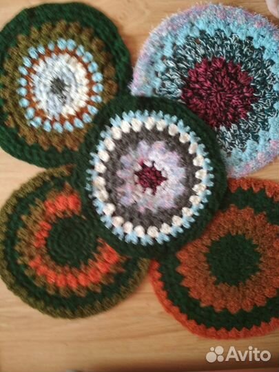 Коврик вязаный текстиль ручной работы
