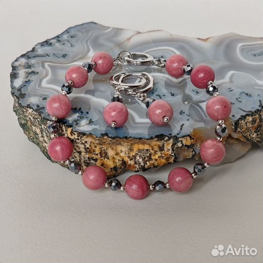 Браслет Родонит, d 8мм