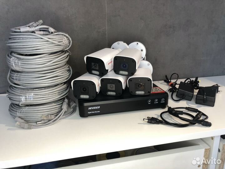 Комплект видеонаблюдения 4 мп IP камеры со звуком