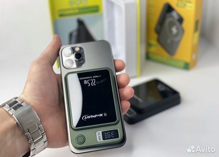 Повербанк с быстрой беспроводной зарядкой magsafe