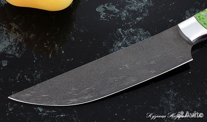 Кухонный нож Шеф № 8 Х12мф рукоять акрил зеленый