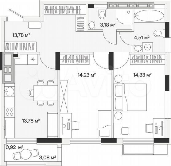 2-к. квартира, 64,7 м², 5/7 эт.