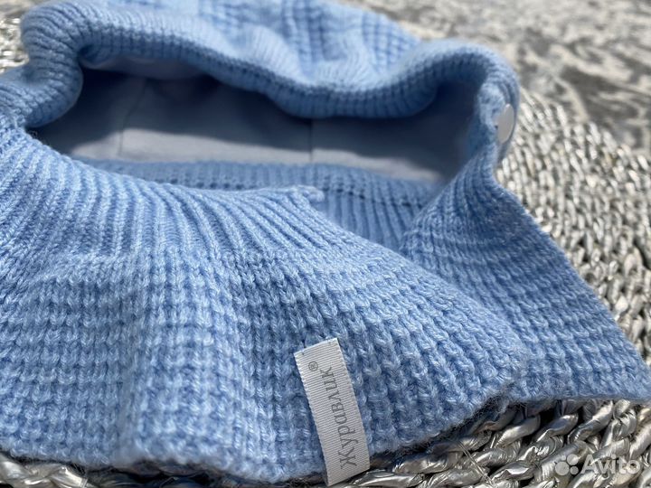 Шапка шлем для новорожденных 42 44 Журавлик