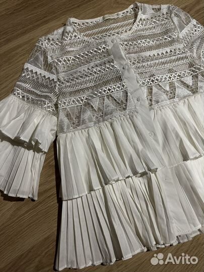 Блузка кружевная белая винтаж m