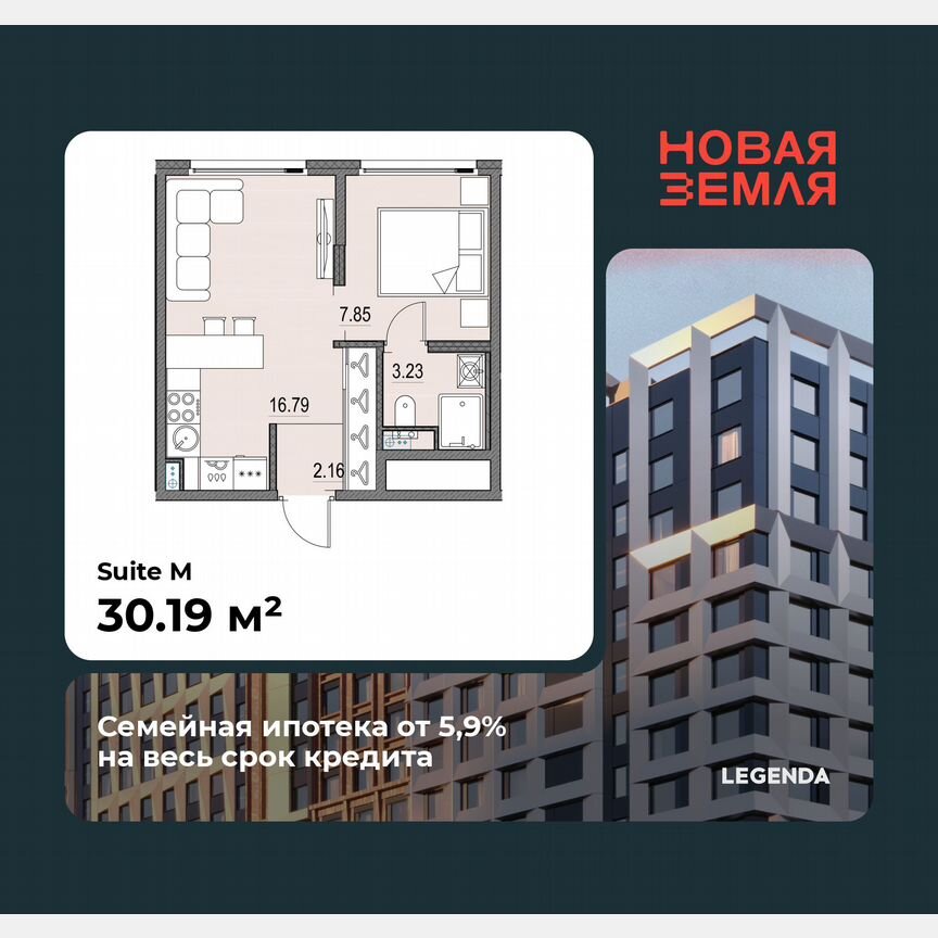 1-к. квартира, 30,2 м², 17/17 эт.