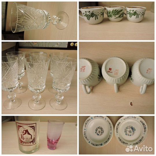 Рюмки, стопки, бокалы, чашки, тарелки
