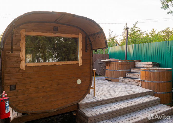 Русские бани на дровах у озера, чан фурако купель