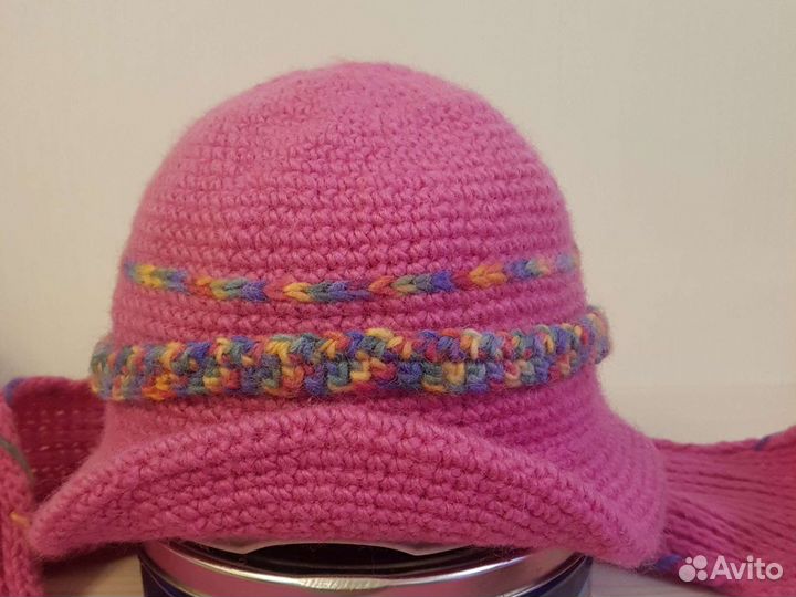 Женский комплект шапка -шляпка и шарф из шерсти