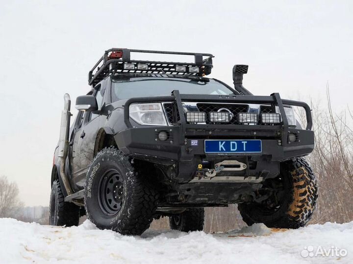 Передний силовой бампер с кенгурином алюминиевый