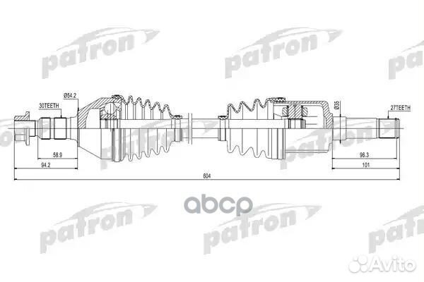 Полуось передняя правая 30x604x54,2x27 opel: SI