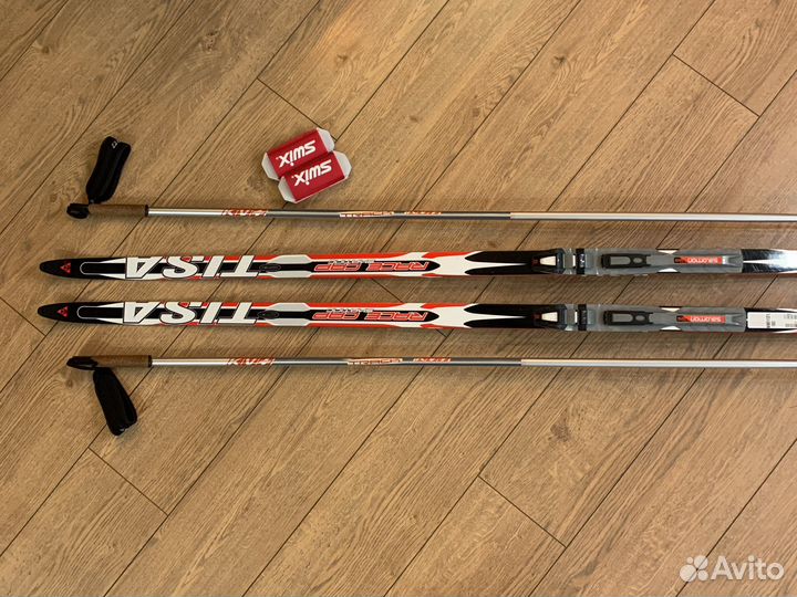 Лыжи беговые tisa fischer с креплениями pilot