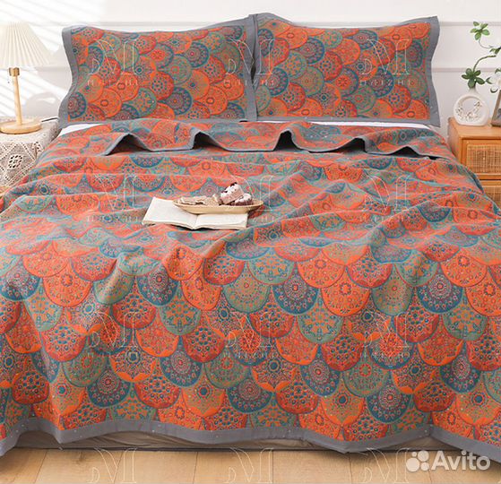 Плед 200х230 покрывало из 100% хлопка с наволочкам