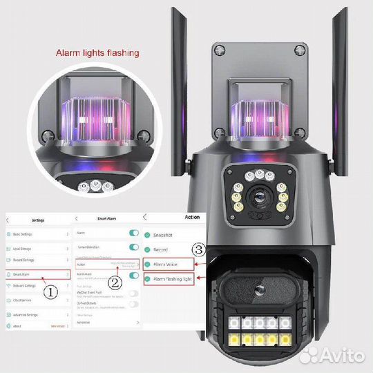 Камера видеонаблюдения уличная WiFi с мигалкой