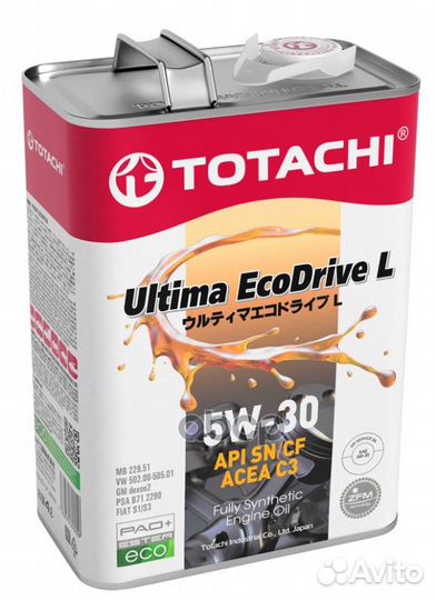 Масло моторное totachi Ultima EcoDrive L SN/CF