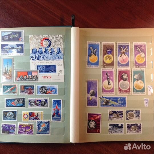 Марки на тему Космос в альбоме А4
