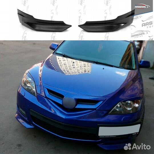 Клыки на передний бампер для Mazda 3 HB Sport