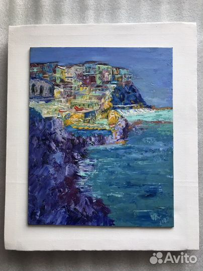 Картина масло. Италия Лигурийское побережье. 25х32