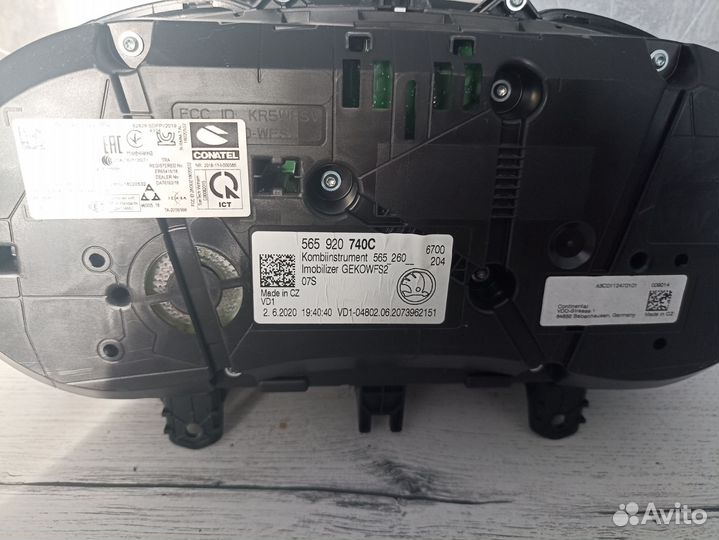 Приборная панель Skoda 565920740C