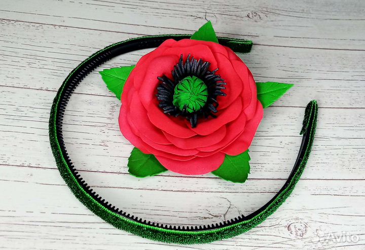 Ободок, заколка мак