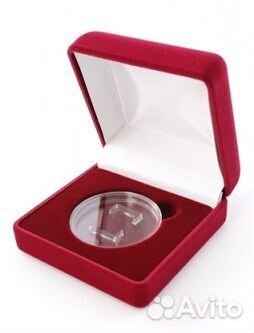 Футляр для 1 монеты ячейка 46 мм флок синий бордо