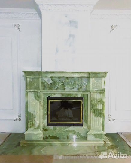 Печь-камин из оникса Onice Jade Green