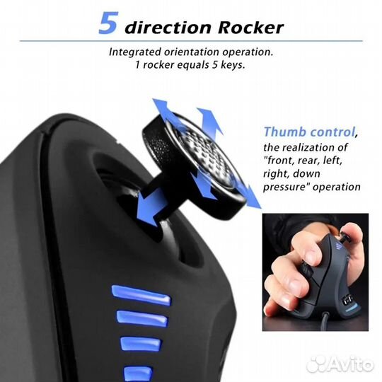 Вертикальная игровая мышь с джойстиком 10000dpi