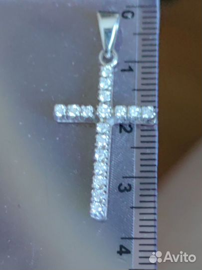 Золотой кулон крест с бриллиантами