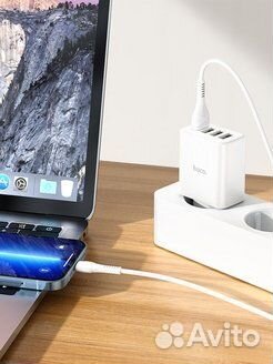 З.У. hoco сетевое C102A 4xUSB QC3.0 18W белое быст