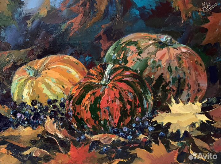 Картина маслом с осенним натюрмортом «Дары осени»