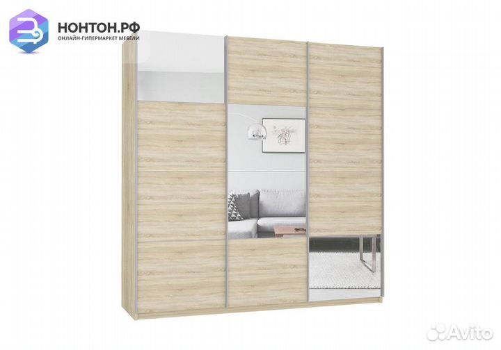 Шкаф-купе 3-х створчатый с зеркалом Прайм сонома