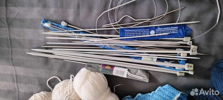 Нитки для вязания, спицы